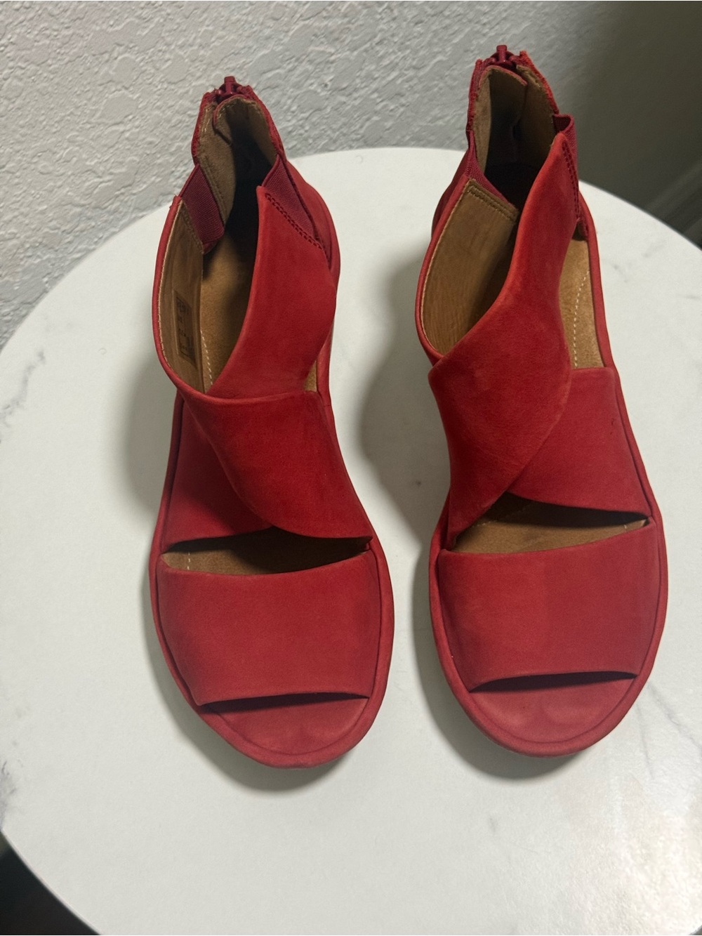 Women’s Red Suede Open-Toe Sandals